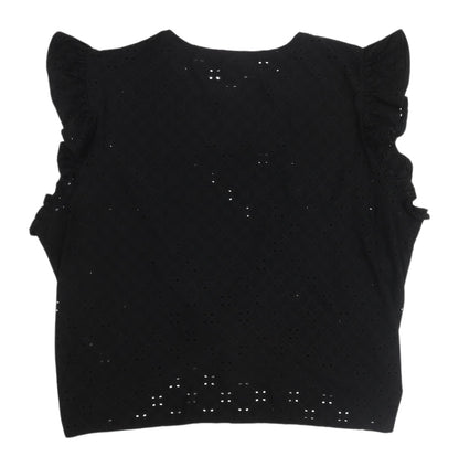Womens UK Size 18 New Look Black Cropped Blouse