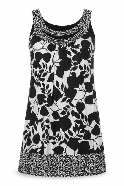 Promod Women's Black Beaded Floral Shift Dress Size 12