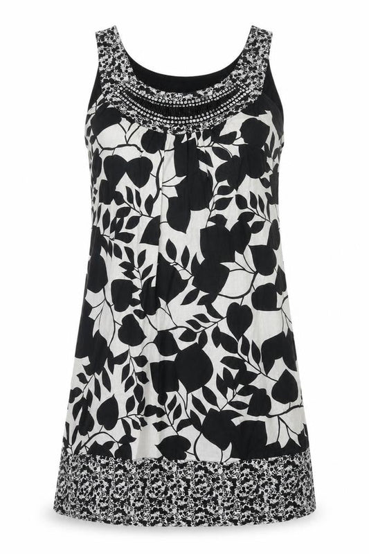 Promod Women's Black Beaded Floral Shift Dress Size 12