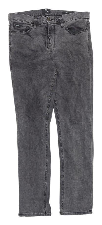 Mens UK Size 10 RVCA Regular Fit Straight Grey Jeans