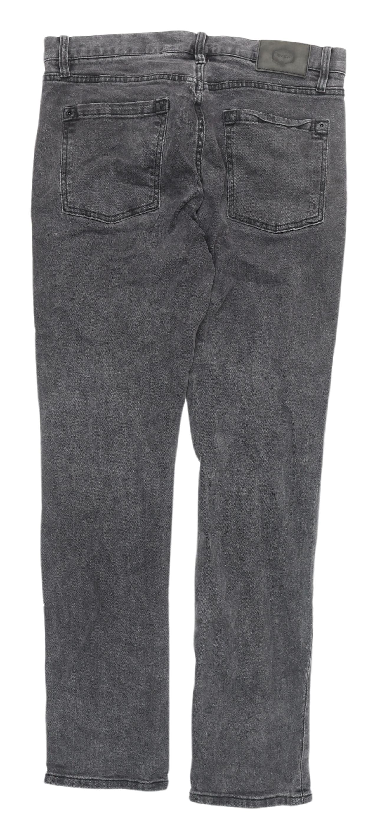 Mens UK Size 10 RVCA Regular Fit Straight Grey Jeans
