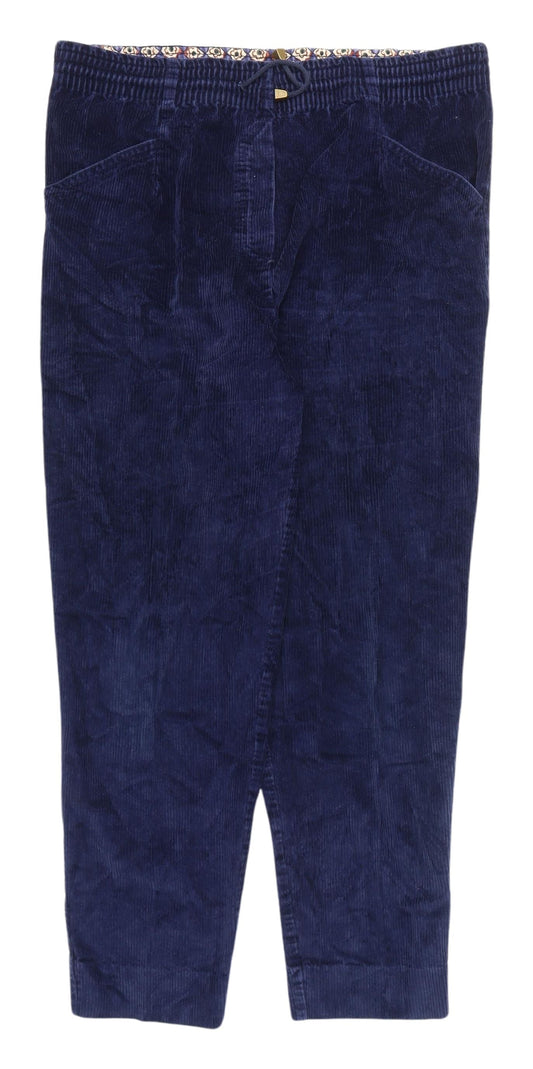 St Michael Women’s Blue Corduroy Cropped Trousers Size 12