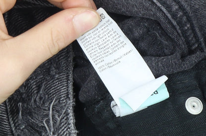 River Island Men's Black Cargo Shorts L Distressed Denim