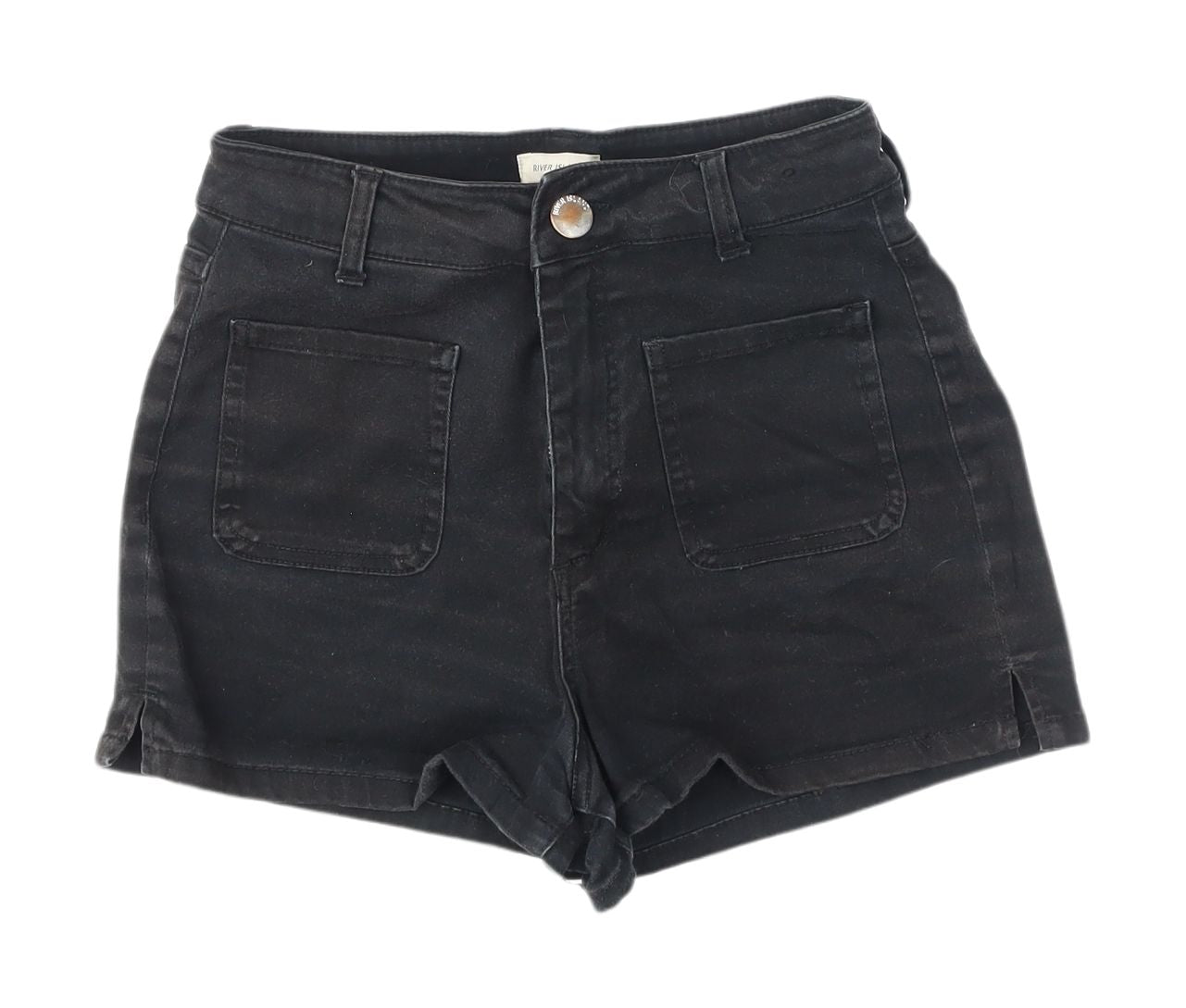 River Island Women's Black High Rise Denim Shorts
