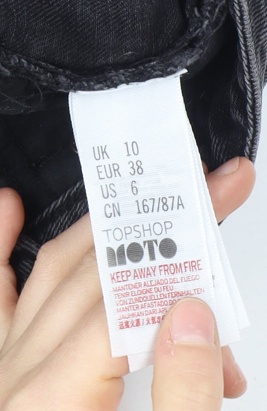 Topshop Women’s Black Cut-Off Denim Shorts Size 10