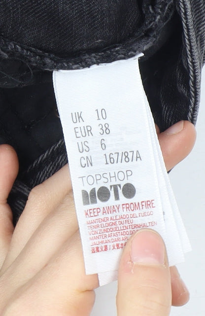 Topshop Women’s Black Cut-Off Denim Shorts Size 10