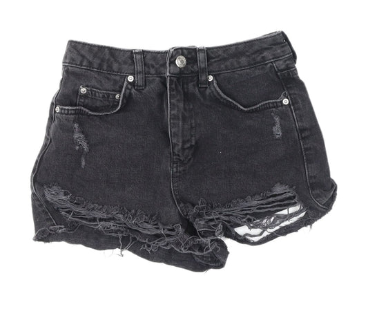 Topshop Women’s Black High-Rise Cut-Off Shorts