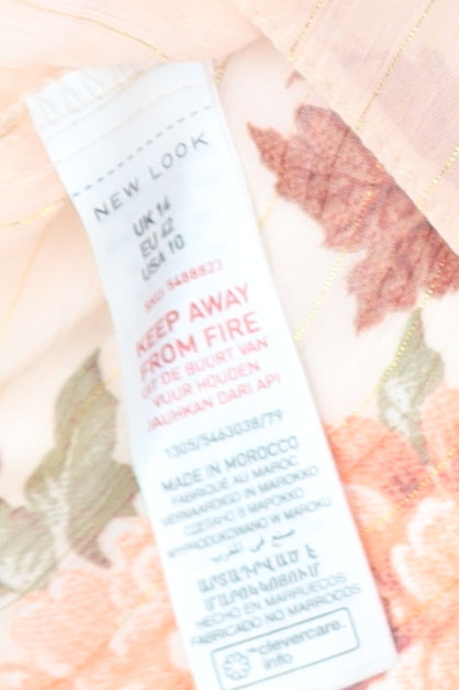 New Look Women's Floral Blouse, Size 14, Multicoloured Chiffon