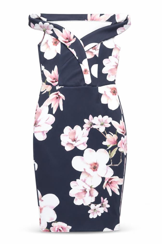 Quiz Women's Floral Bodycon Dress, Multicoloured, Size 8