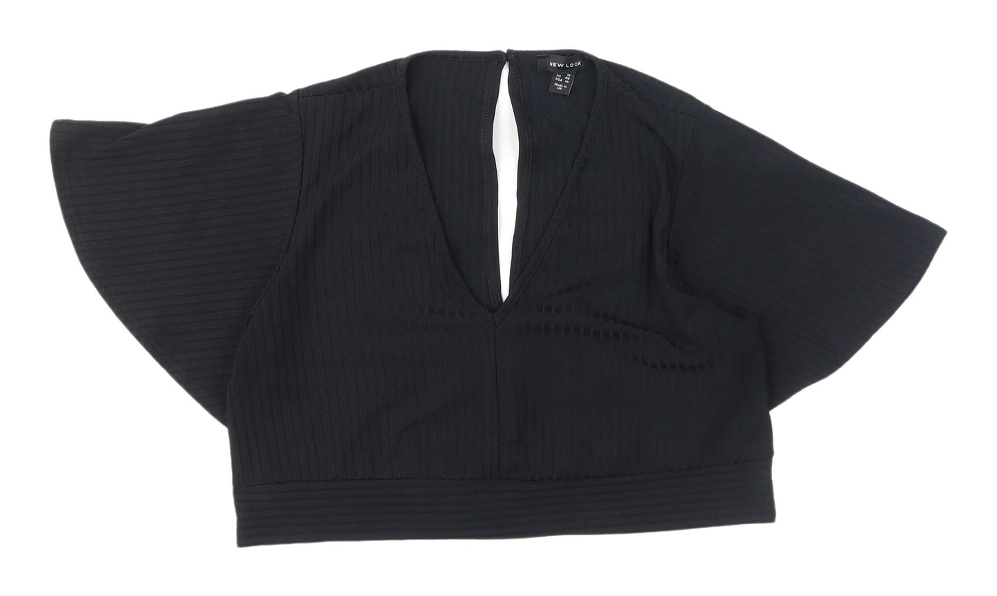 Womens UK Size 18 New Look Black Cropped Blouse