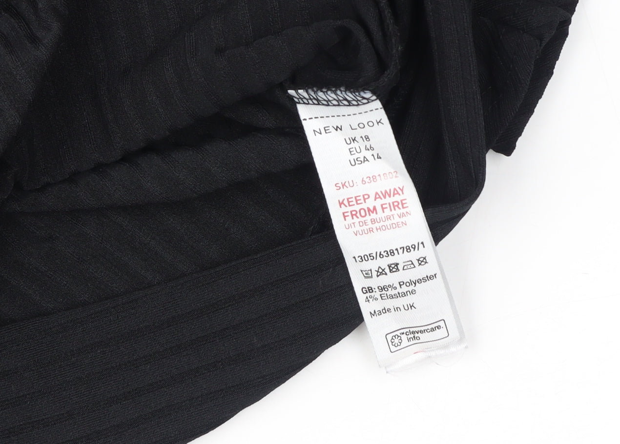 Womens UK Size 18 New Look Black Cropped Blouse