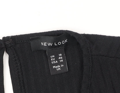 Womens UK Size 18 New Look Black Cropped Blouse