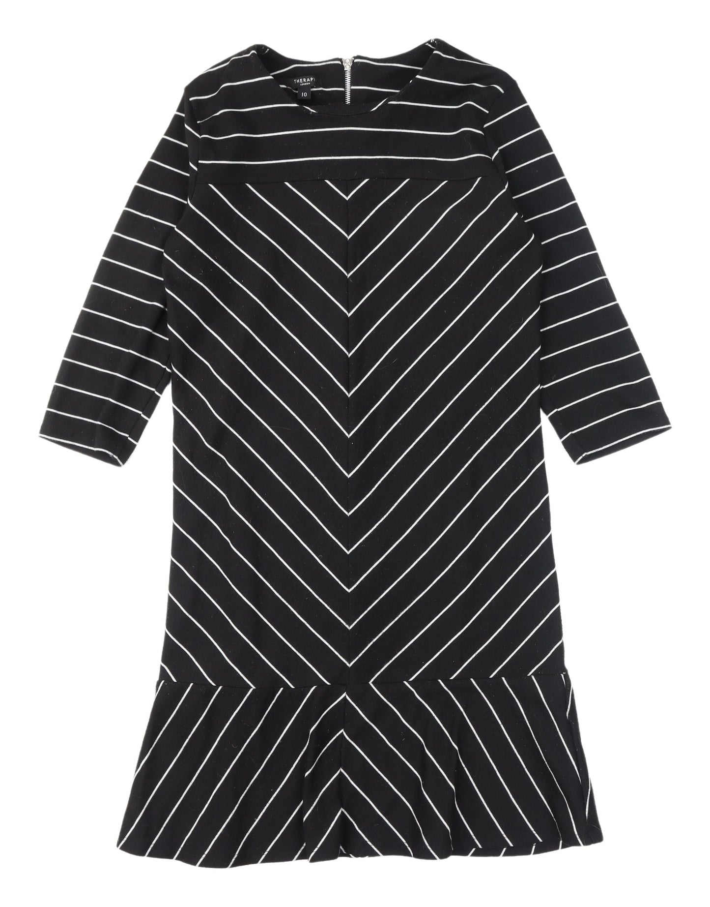 Therapy Black Striped Shift Dress Women Size 10