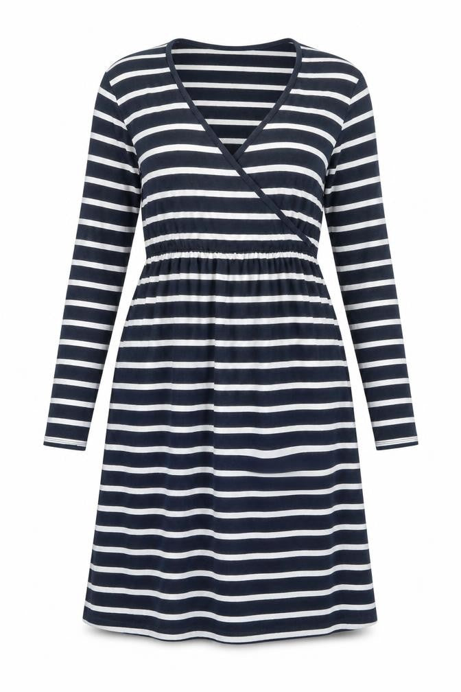 La Redoute Women’s Blue Striped Wrap Dress, Size 6