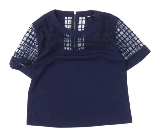 Womens UK Size 10 Warehouse Blue Basic Blouse