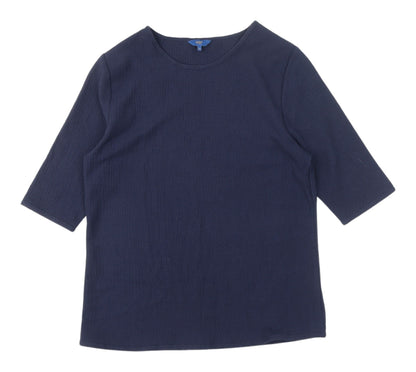 Cotton Traders Women's Navy 3/4 Sleeve Basic Tee