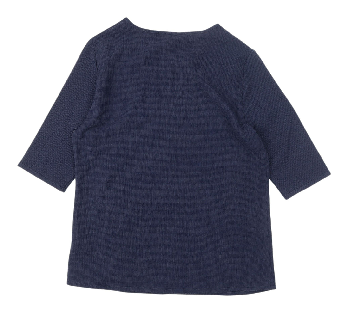 Cotton Traders Women's Navy 3/4 Sleeve Basic Tee