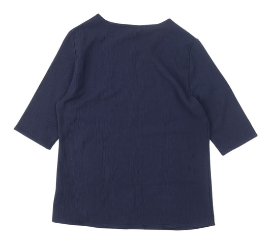 Cotton Traders Women's Navy 3/4 Sleeve Basic Tee