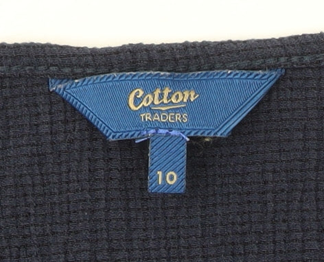 Cotton Traders Women's Navy 3/4 Sleeve Basic Tee