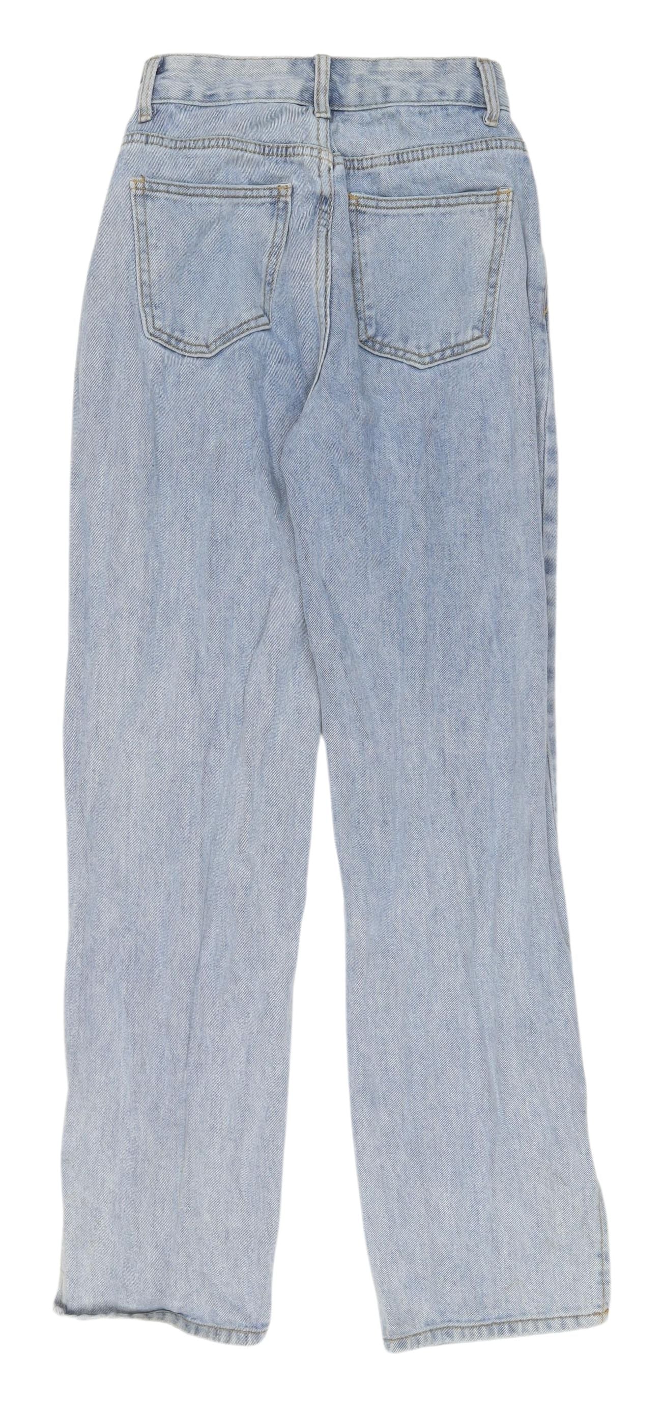 PrettyLittleThing Blue Petite Distressed Jeans - XS