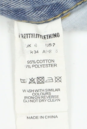 PrettyLittleThing Blue Petite Distressed Jeans - XS