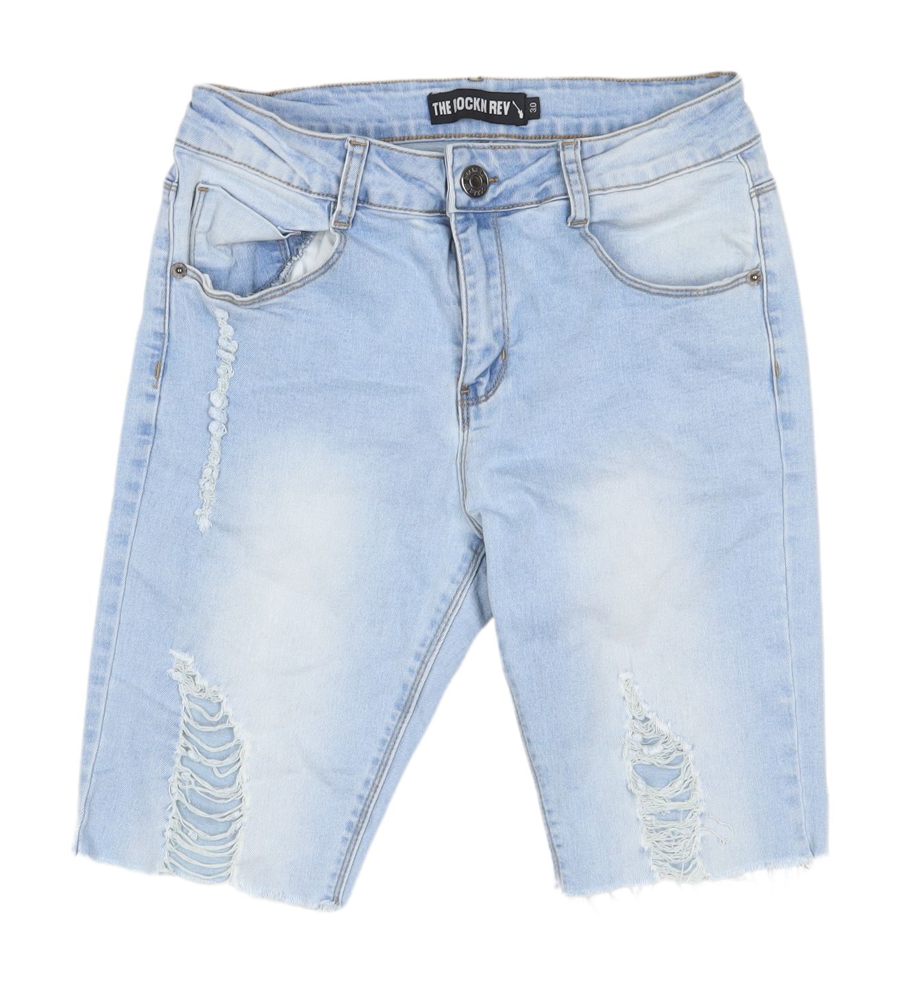 The Rockn Rev Unisex Light Blue Denim Bermuda Shorts