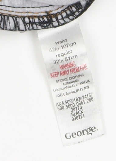 George Men's Black Straight Jeans Size 42 Regular Fit