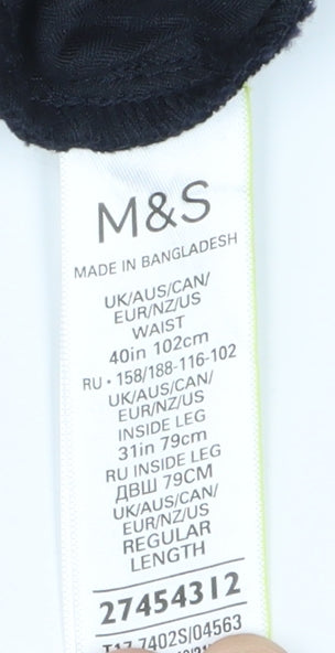 Marks & Spencer Men's Black Corduroy Trousers, Size 40