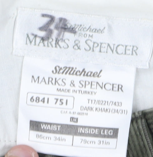 Marks and Spencer Men's Green Chino Trousers 34/31