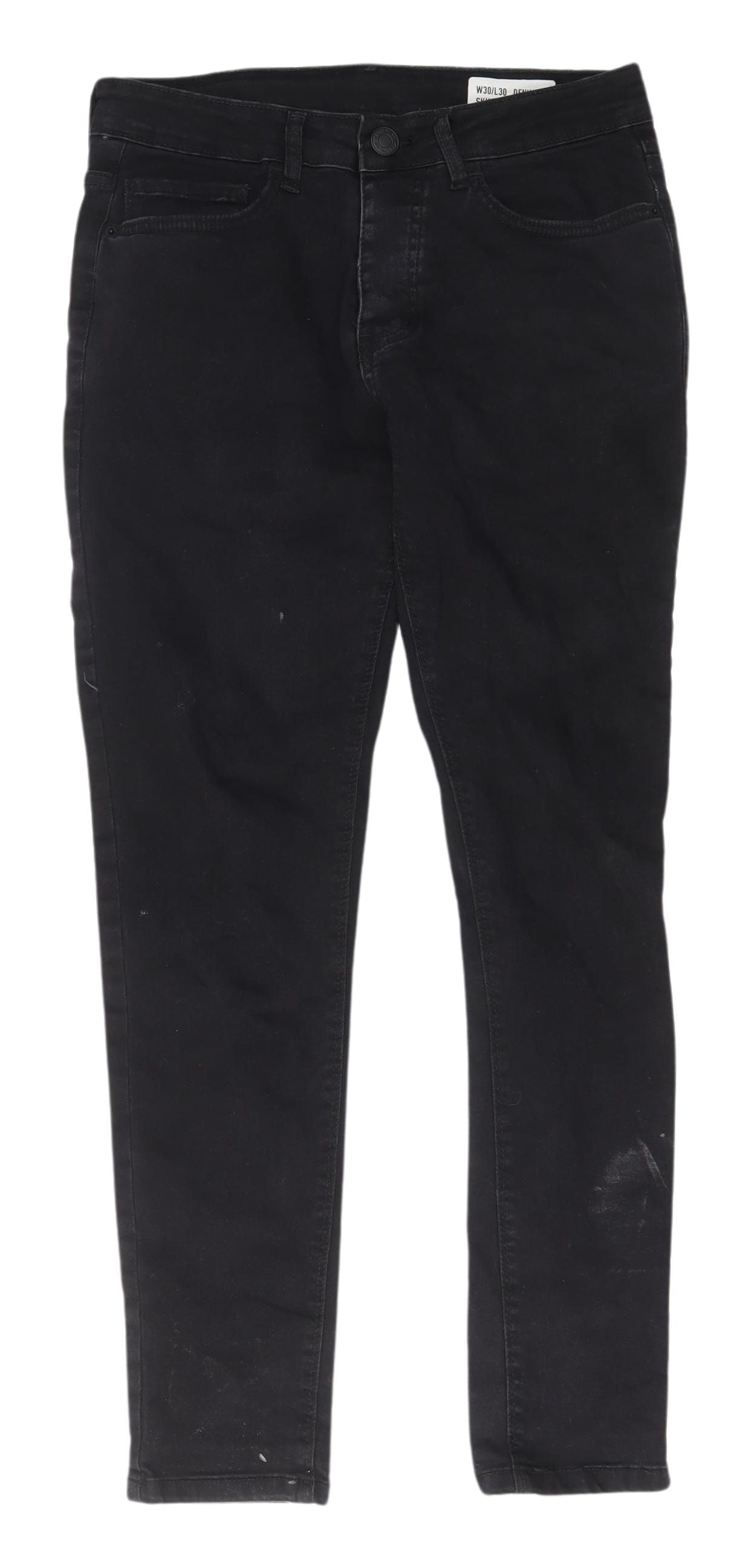 Denim Co. Men's Black Skinny Jeans, Size M, 30 in Waist