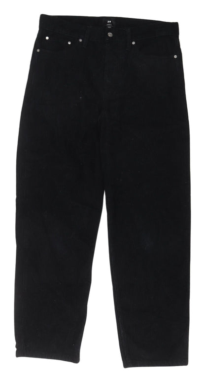 Womens UK Size 2 H&M Regular Fit Cropped Black Trousers