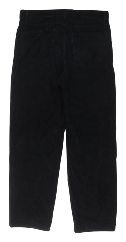 Womens UK Size 2 H&M Regular Fit Cropped Black Trousers