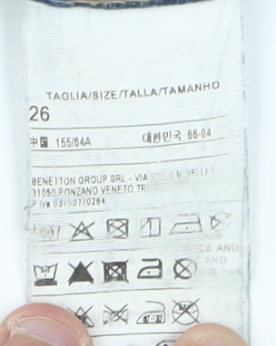 Benetton Women's Blue Wide-Leg Embroidered Jeans Size M