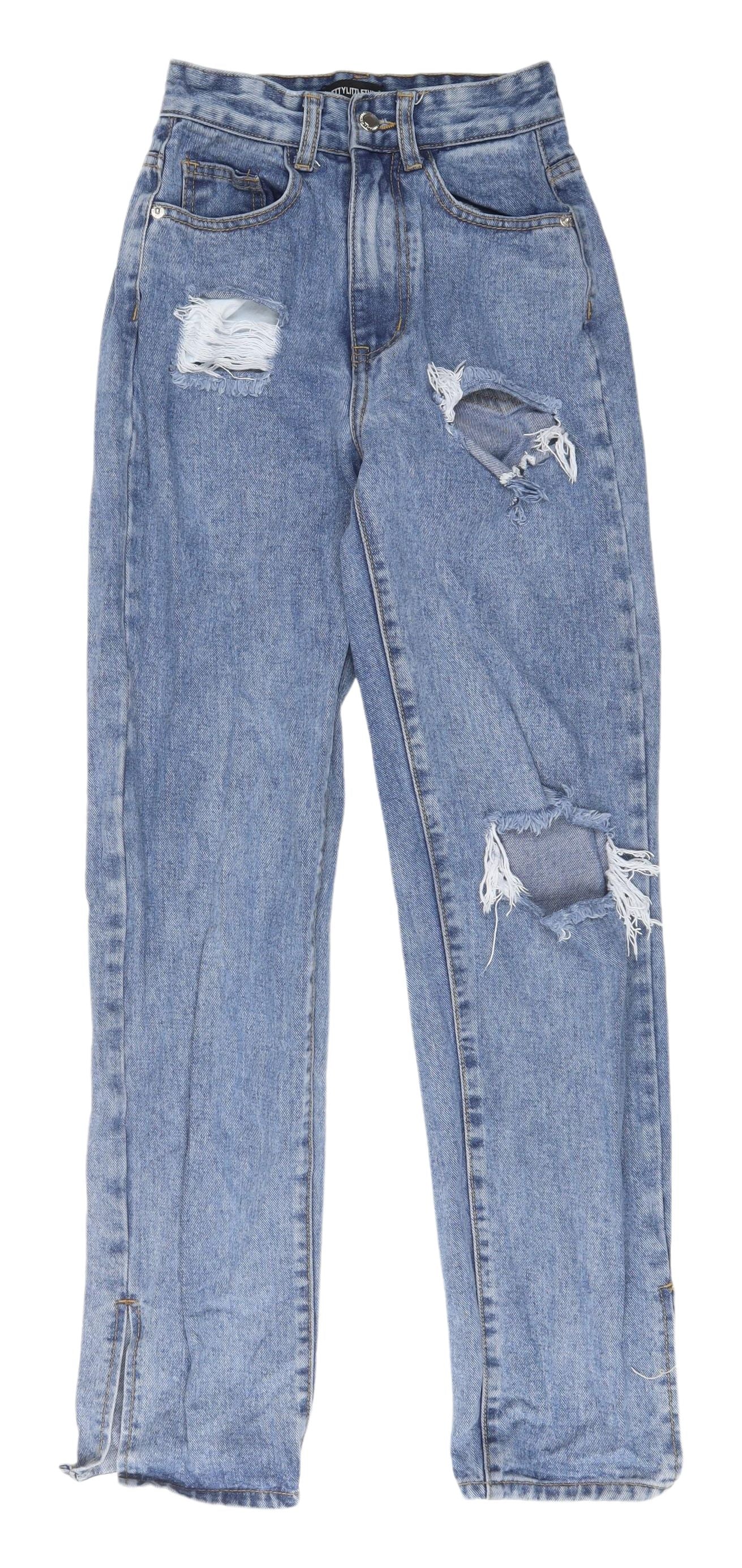 PrettyLittleThing Women's Blue High Rise Mom Jeans Size 4