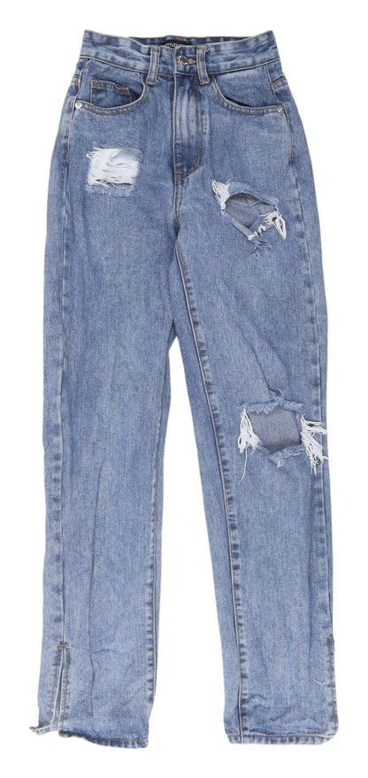 PrettyLittleThing Women's Blue High Rise Mom Jeans Size 4