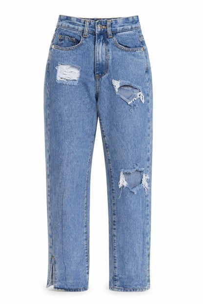 PrettyLittleThing Women's Blue High Rise Mom Jeans Size 4