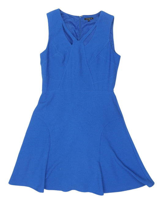 Warehouse Women's Blue Fit & Flare Sleeveless Mini Dress