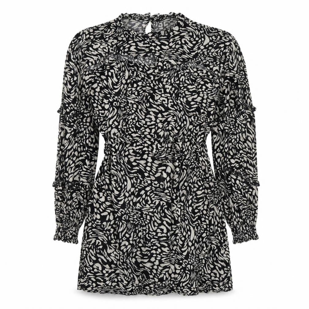 Very Women's Black Animal Print Shift Dress in Size 10
