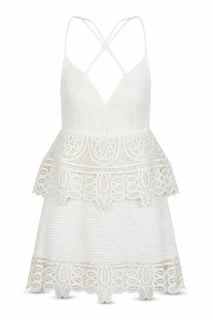 Boohoo Women White Lace Mini Slip Dress Size 4