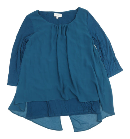 Womens UK Size 10 Apricot Blue Tunic Blouse