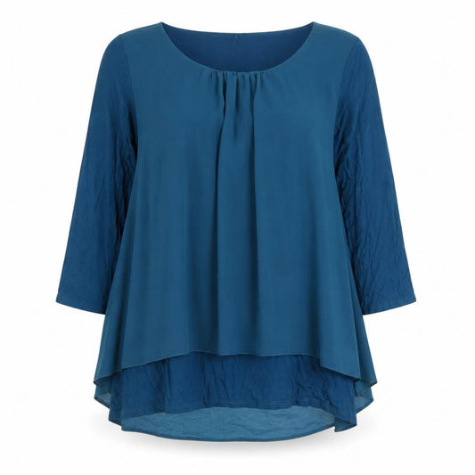 Womens UK Size 10 Apricot Blue Tunic Blouse