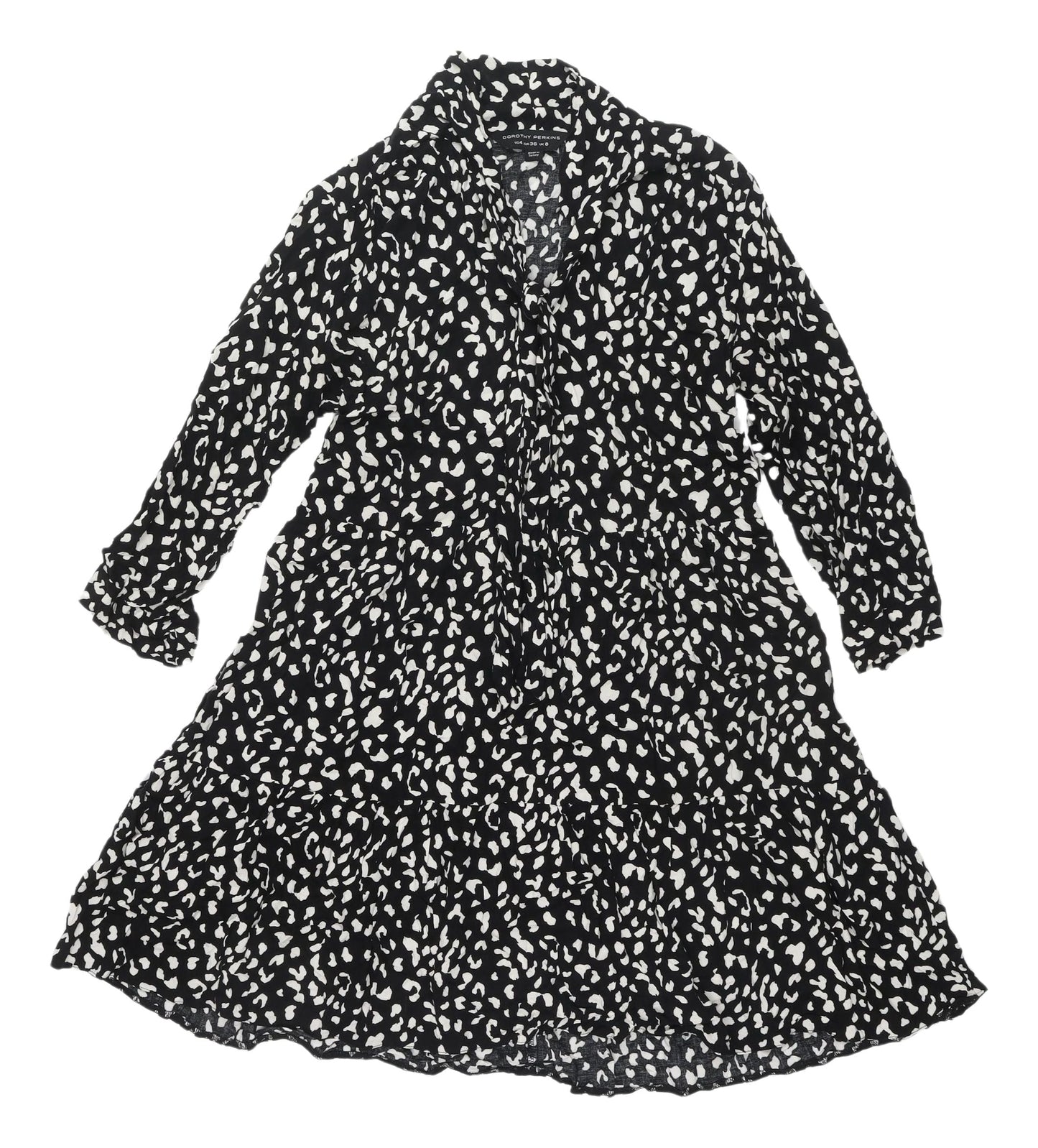 Dorothy Perkins Black Animal Print Shirt Dress UK 8