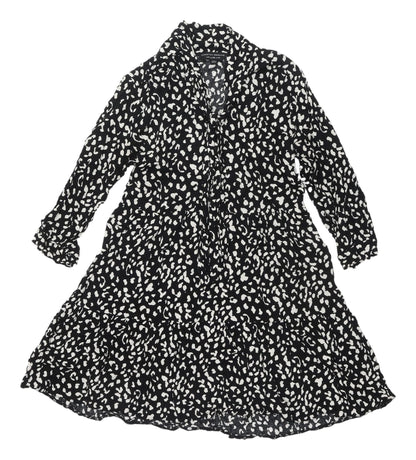 Dorothy Perkins Black Animal Print Shirt Dress UK 8