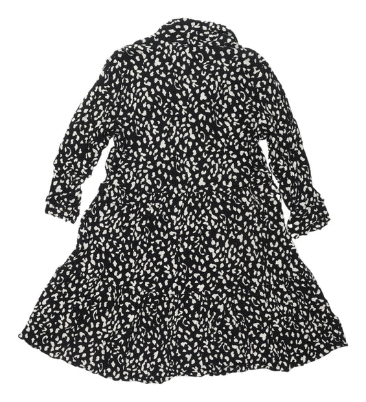 Dorothy Perkins Black Animal Print Shirt Dress UK 8