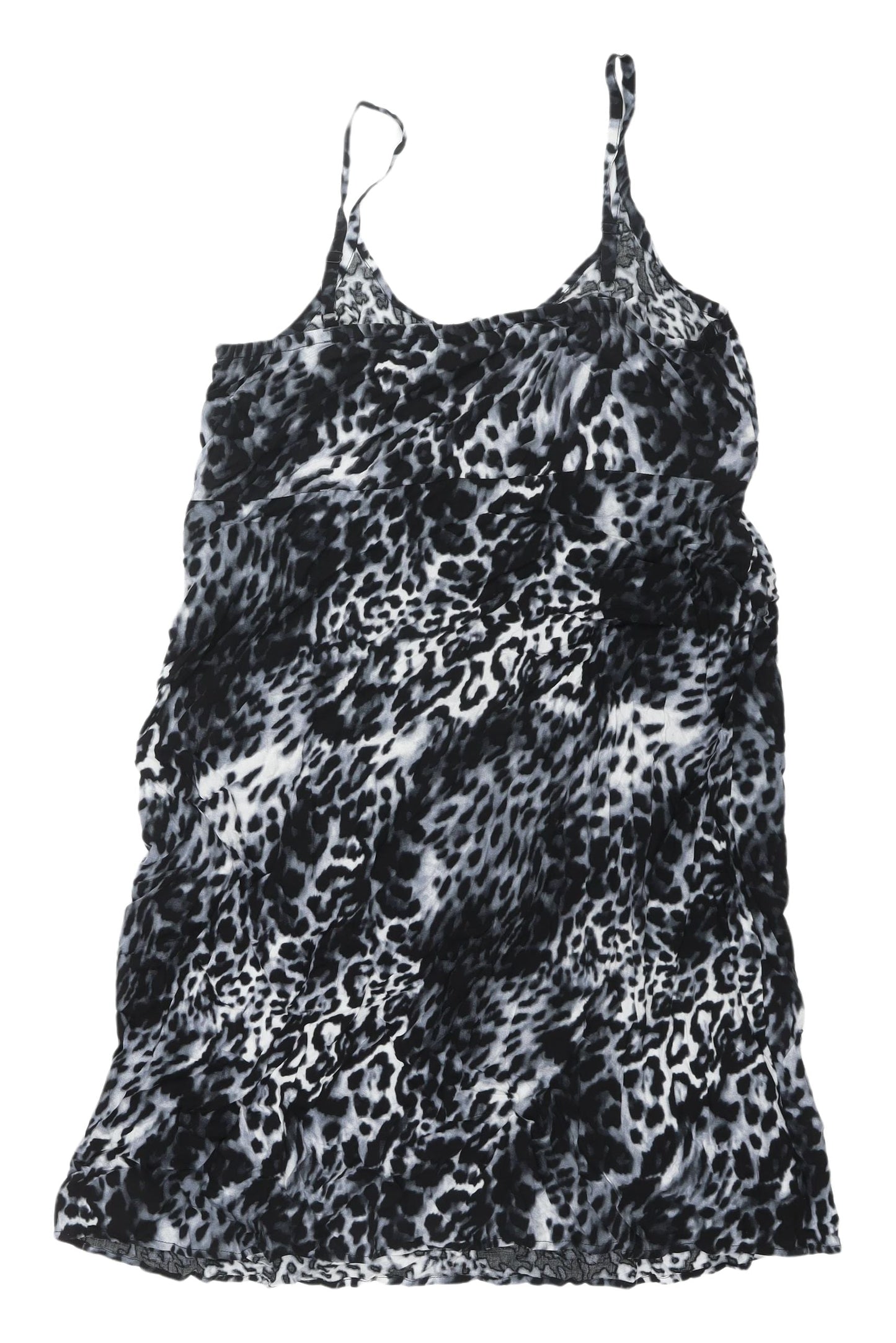 BHS Women's Animal Print Slip Dress, Size 16, Black, Summer Chic