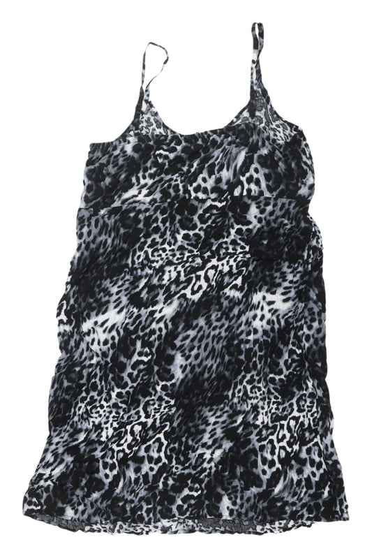 BHS Women's Animal Print Slip Dress, Size 16, Black, Summer Chic