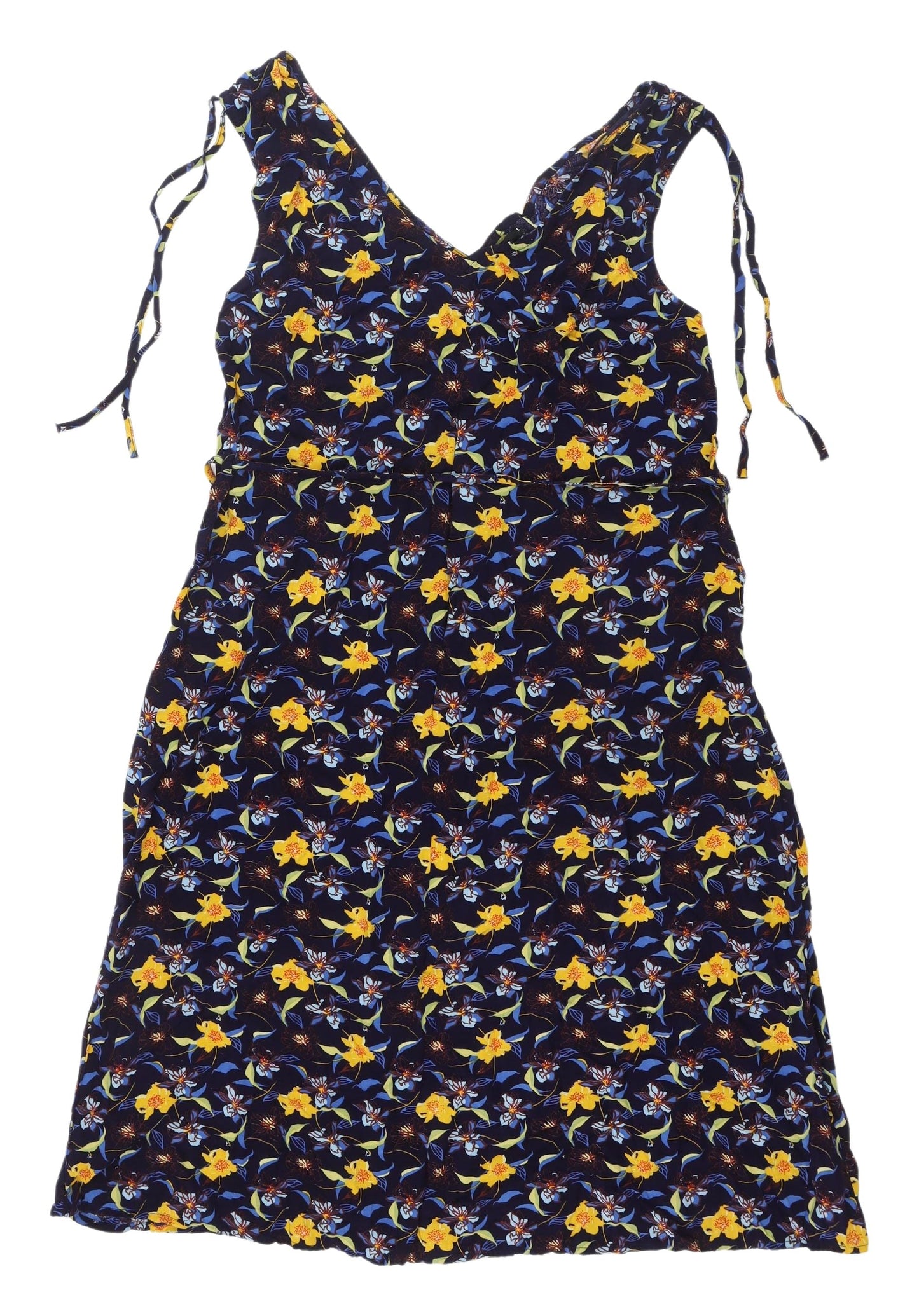 Tex Floral V-Neck Dress for Women - Large, Multicoloured, A-Line