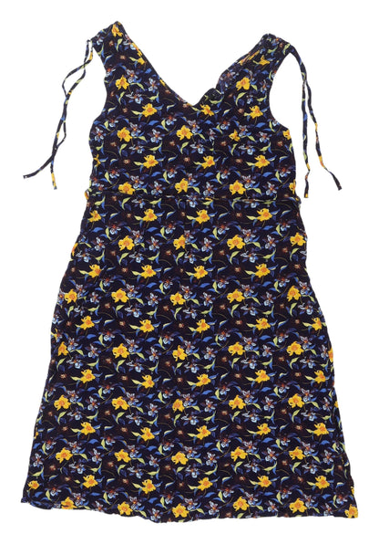 Tex Floral V-Neck Dress for Women - Large, Multicoloured, A-Line