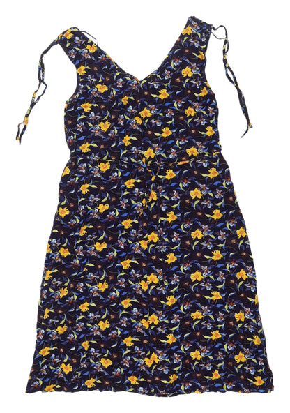 Tex Floral V-Neck Dress for Women - Large, Multicoloured, A-Line