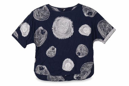 Front view of Roman Women's Blue Geometric Blouse, size 16, Viscose